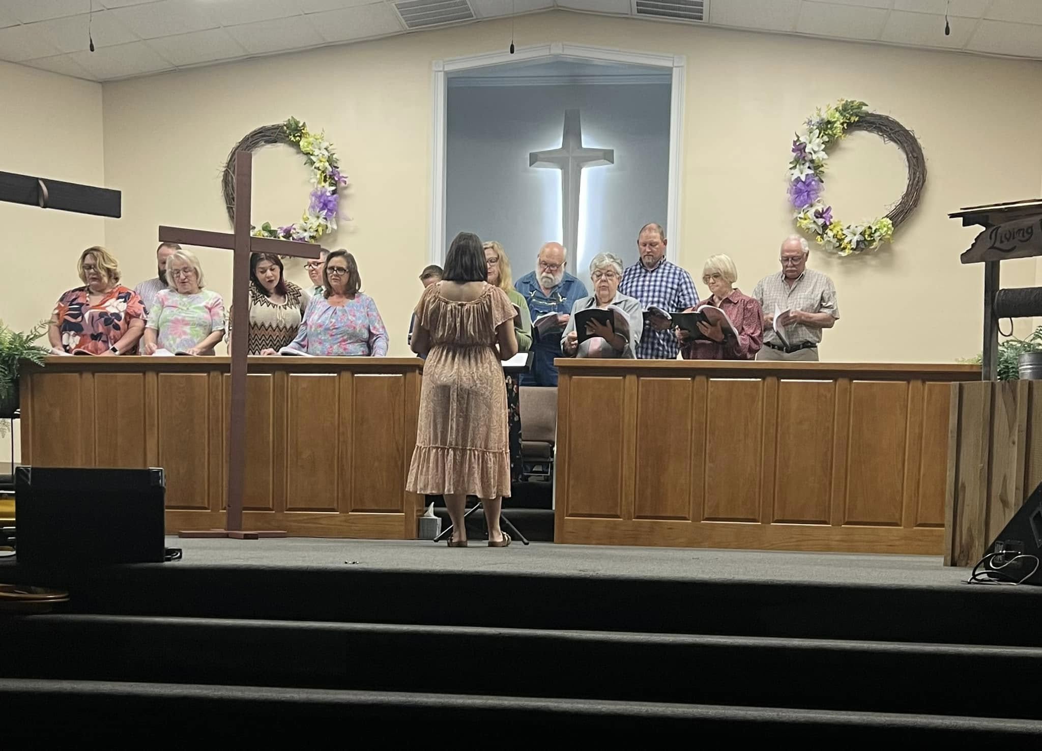 Choir singing during worship service
